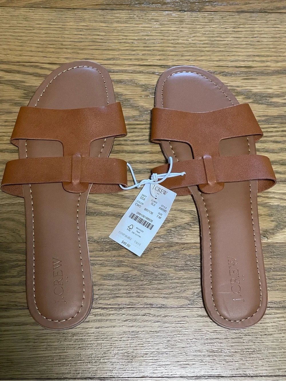 NWT - J.Crew Beachside Slide Sandals Old Clove Brown - Sz 7